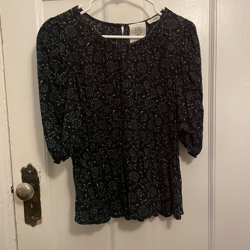 Floral Black Top